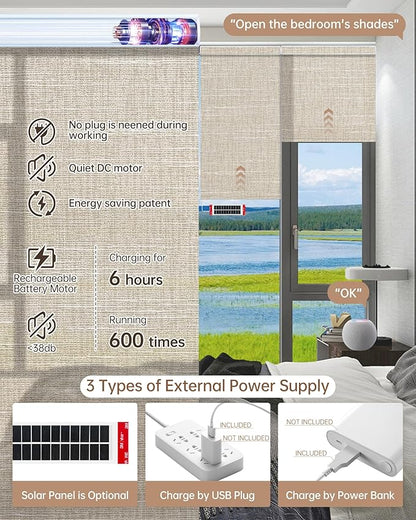 Kincmo Motorized Blinds with Remote, Light Filtering Roller Shades Work with Apple Homekit,Alexa,Google Home, Custom Electric Blinds with App,Voice Control (70% Blackout Aurora Beige)
