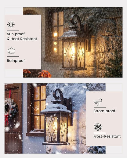 FEMILA Outdoor Wall Light Fixtures, Exterior Waterproof Wall Sconce, 15" Front Porch Lights, Anti-Rust ORB Finish with Hammered Glass, UL Listed, 4FD54B ORB-SD