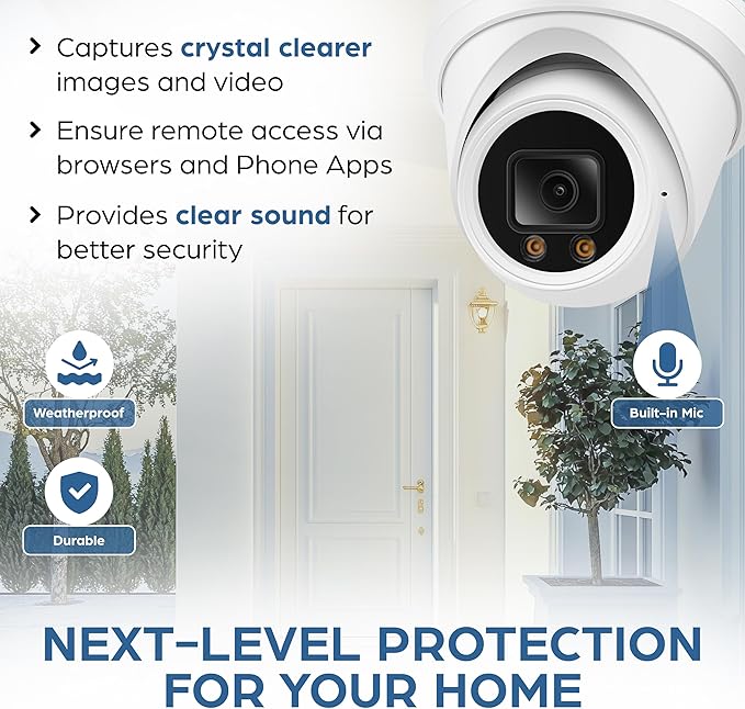 4K PoE Turret Dome Camera (8MP STARVIS) with Microphone, Smart Dual-Light 100ft Color Night Vision, IP67 Weatherproof Indoor/Outdoor, 110° Wide Angle 2.8mm Lens, NDAA Compliant IP Camera
