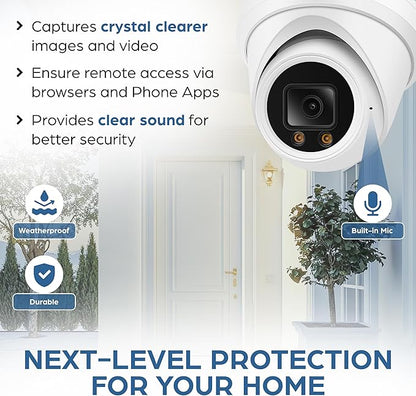 4K PoE Turret Dome Camera (8MP STARVIS) with Microphone, Smart Dual-Light 100ft Color Night Vision, IP67 Weatherproof Indoor/Outdoor, 110° Wide Angle 2.8mm Lens, NDAA Compliant IP Camera