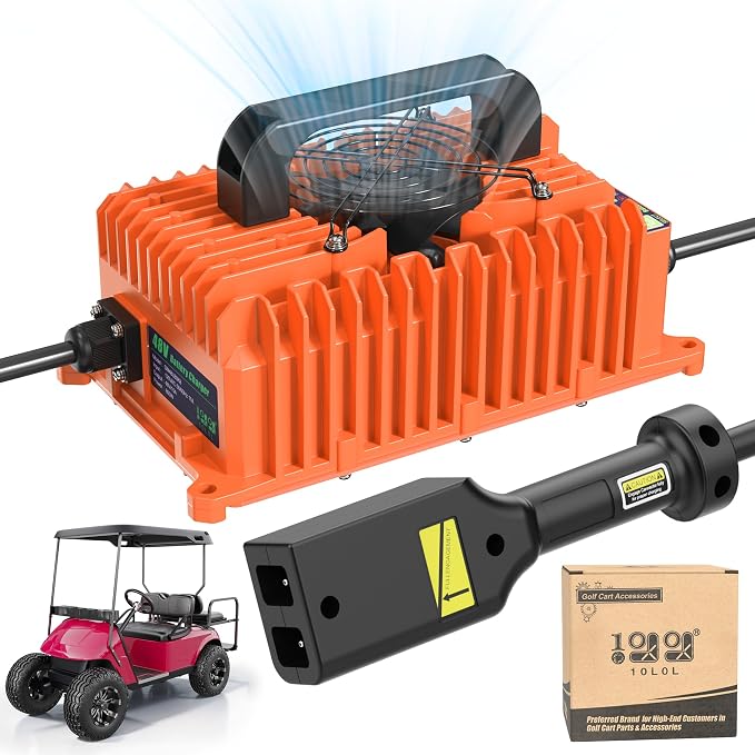 10L0L 18 AMP 36 Volt Golf Cart Battery Charger Compatible with EZGO TXT D Style Plug Portable Golf Cart Charger IP67 for Lead Acid Lithium AGM/Gel Battery