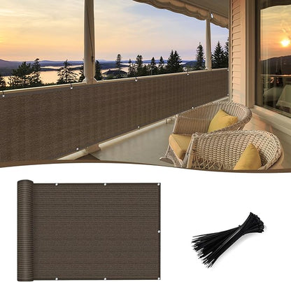 Sunny Guard Customized 2'6''x21' Brown Balcony Privacy Screen,91% Shade Apartments Fence Cover,Heavy Duty Mesh Windscreen for Deck,Outdoor,Backyard,Patio