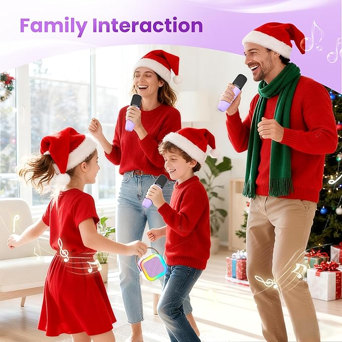 Mini Karaoke Machine for Kids Adults, 2026 TOP Birthday Gifts for Girls Boys 3,4,5,6,7,8+Year Old Toddler Toys, Portable Bluetooth Speaker with 2 Wireless Karaoke Microphones Player (Deep Pink)