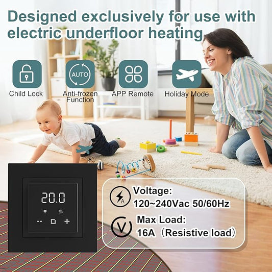 HEATIT WiFi Programmable Thermostat for Electric Floor Heating, Touchscreen