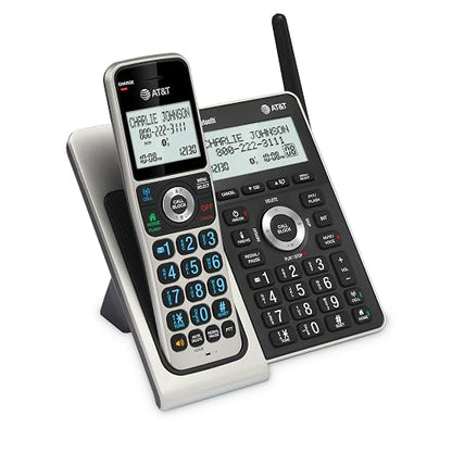 AT&T BL3107 DECT 6.0 Cordless Phone with Bluetooth Connect to Cell, Smart Call Blocker, Digital Answering System, Extended Range, Big Buttons, 1 Handset - Titanium Black