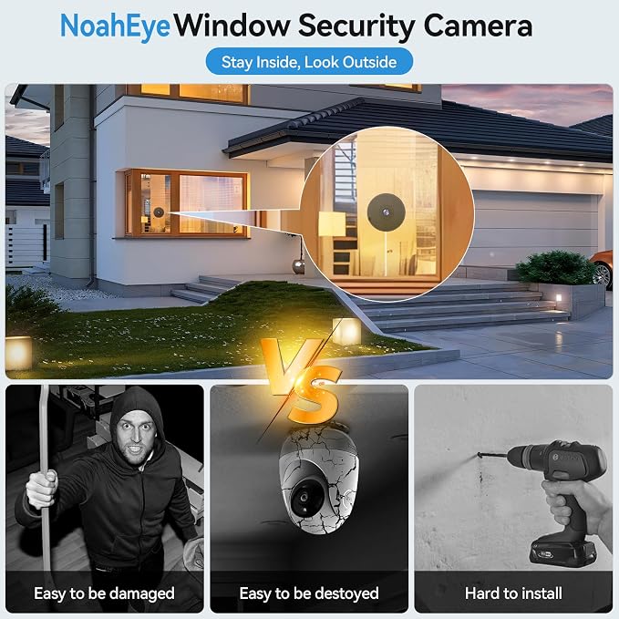WESECUU 2K Window Camera,5G& 2.4Ghz WiFi No Drill Window Cameras for Home Security for Indoor & Outdoor Monitoring, Color Night Vision, Human Detection, Easy & Quick Install (2-Pack)