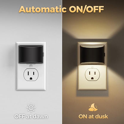 DORESshop Night Light, Night Lights Plug into Wall, Adjustable, 3000K | 3 Level Brightness Adjustable Night Light, Dusk to Dawn Sensor, Nightlights for Adults, Bedroom, Bathroom, Hallway, 2 packs
