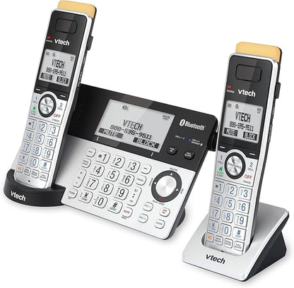 VTech IS8151-2 Super Long Range 2 Handset DECT 6.0 Cordless Phone for Home with Answering Machine, 2300 ft Range, Call Blocking, Bluetooth, Headset Jack, Power Backup, Intercom, Expandable to 12 HS