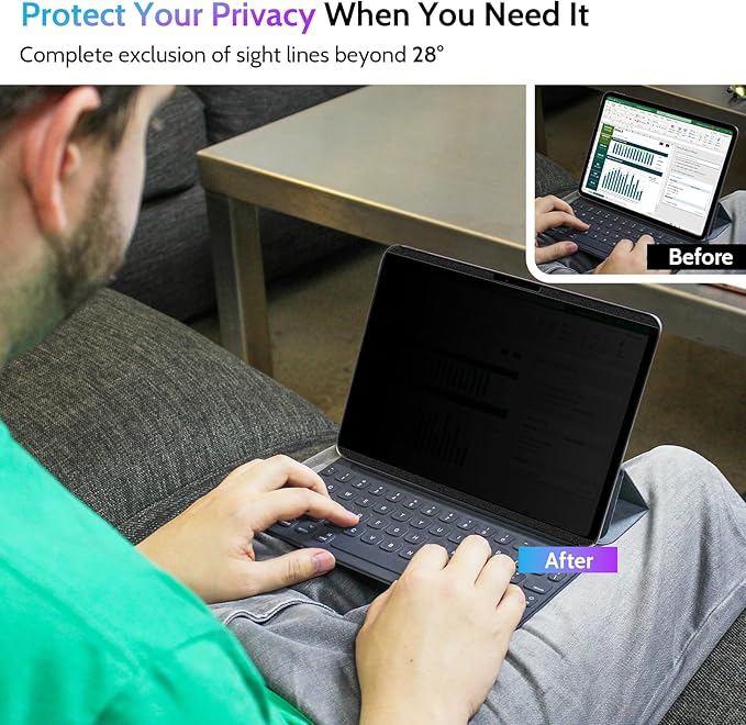 Peslv Magnetic Privacy Screen Protector for iPad Air 11 Inch (2024-2026, M2/M3/M4), Removable Anti Blue Light Glare Spy Private Filter, High Sensitive Bubble-Free Black Security Screen