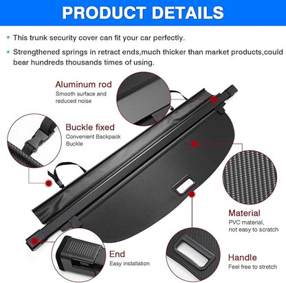 Powerty Retractable Cargo Cover for 2017-2022 Honda CRV-Canvas Texture Trunk Cover Privacy Screen Rear Security Shade for CR-V Accessories (Not for Honda HRV)