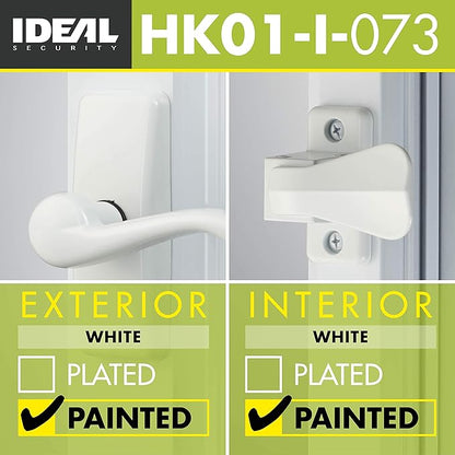 Ideal Security GL Door Lever Set with Keyed Deadbolt Lock for Storm and Screen Doors, White (4-Piece Set)