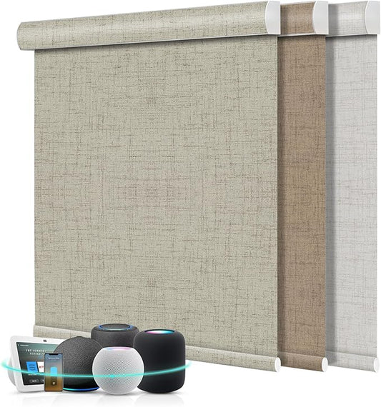 Aprilsmart Motorized Blinds with Remote,Compatible with Apple HomeKit Alexa Google Home- Voice and app Control,Motorized Roller Shades 100% Blackout Custom Size(Vigor Sage-10)