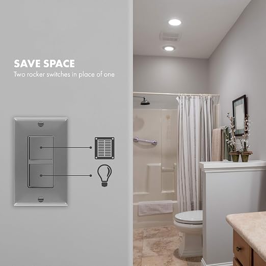 ENERLITES Gray Double Paddle Decorator 3-Way Switch, 15A, 1 Pack