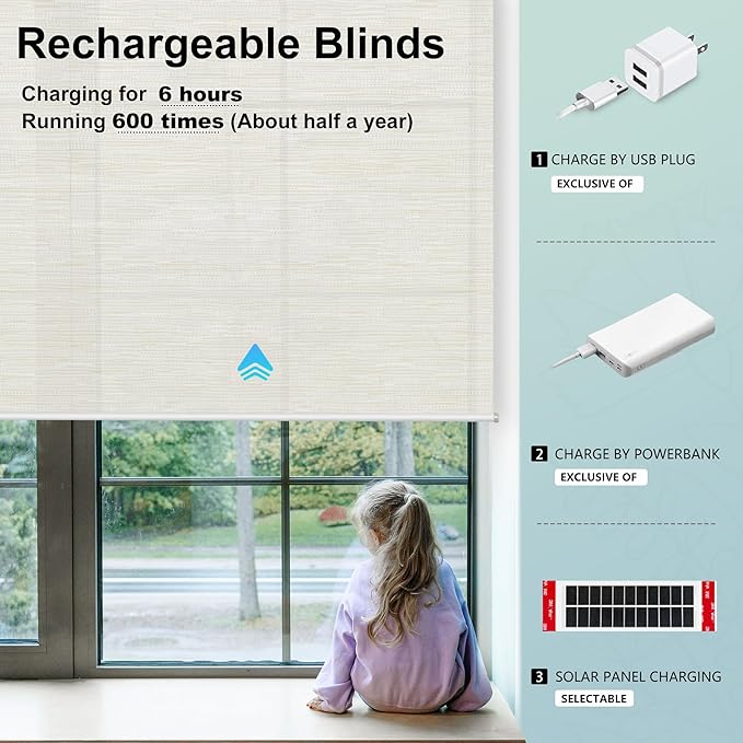 Aprilsmart Motorized Blinds with Remote,Light Filtering Motorized Roller Shades Work with Apple Homekit,Alexa,SmartThings,Google Home,Customize Blinds(Safari Ivory-63)