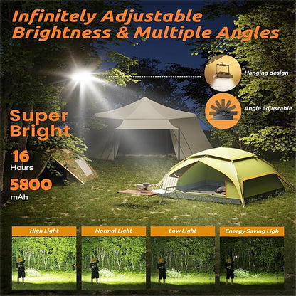 D1 Pro Solar Portable Camping Lights with Strong Magnets, Dimmable, Solar Rechargeable Camping Lantern, IP67 Waterproof, 5 Light Modes Portable Flood Light, Work Lights for Indoor Outdoor