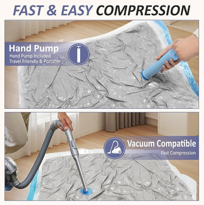 Vacuum Storage Bags with Hand Pump, Vacuum Seal Space Saver Bags,25 Combo | 80% Space-Saving Bags for Clothing, Blankets, Pillows, Bedding & Comforters; Multi-Size Variety Pack for Home & Travel