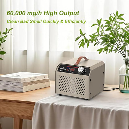 Ozone Generator 60,000mg/h Home & Industrial Use Air Purifier – High Capacity O3 Air Ionizer for 4,000 Sq Ft, Smoke Odor Removal, Room, Car, Pet, Basement Deodorizer