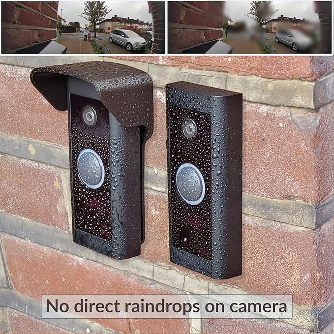 No Drill Rain Cover for Video Doorbell Wired (Model 5AT3T5) Hood Anti-Glare Protection Weather Protector Rain Shield No-Drill Weatherproof Snow Sun Shade Made in UK