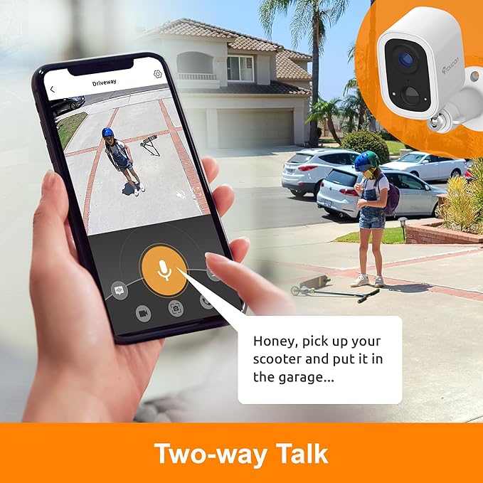 Toucan Wireless Security Camera S4 – 2K Quad HD Battery Powered Outdoor Camera, Motion Detection Alerts, Two-Way Audio, Night Vision, Weather Resistant, Smart Home Monitoring, No Subscription Required