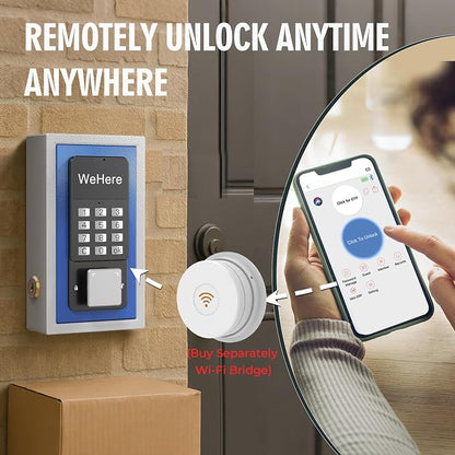 WeHere Key Lock Box Wall Mount, OTP/Fixed Password, APP Bluetooth/Wi-Fi, Spare Key Unlock, Porch Smart LockBox, Combination Keybox for Home, Realtors, Apartments, Garage, Store, Office