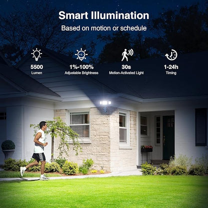Onforu Dual Lens Floodlight Camera Outdoor 5500LM, 4MP 360°View Auto Tracking Smart Security Flood Light Surveillance Camera Wired, Motion Detection Flood Lighting Dual Cam, Night Vision, 2-Way Audio