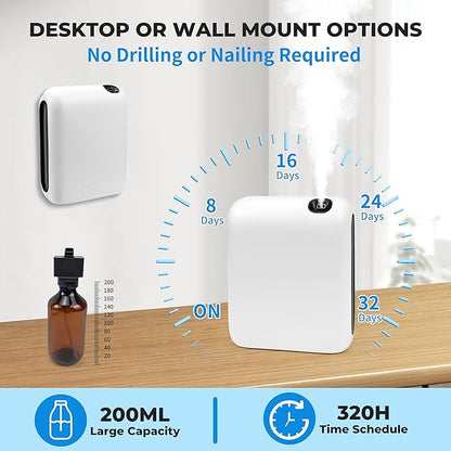 Bluetooth Waterless Essential Oil Diffuser for Home, 1500 Sq.Ft Hotel Collection Diffuser with Smart Cold Air Technology, Scent Air Machine for Large Room, Hotel, Spa, Office