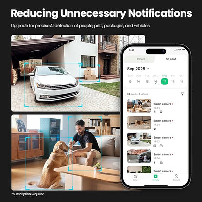 Kiwibit 2K Security Camera Indoor/Outdoor, Magnetic Wired Cameras for Home Security, Pet Camera, Baby Monitor, AI Detection, Color Night Vision, 2.4GHz WiFi, SD & Cloud Storage, Works with Alexa
