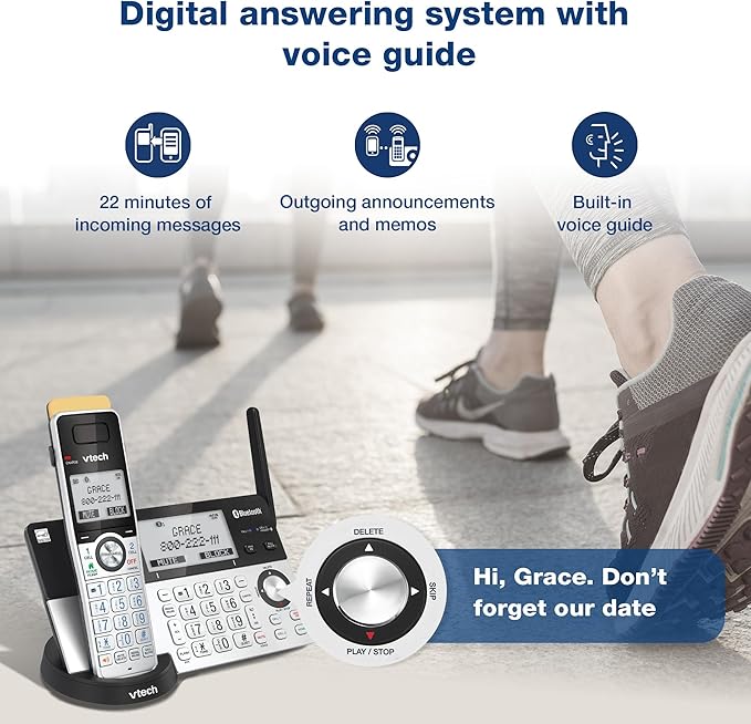 VTech IS8151-5 Super Long Range 5 Handset DECT 6.0 Cordless Phone for Home with Answering Machine, 2300 ft Range, Call Blocking, Bluetooth, Headset Jack, Power Backup, Intercom, Expandable to 12 HS