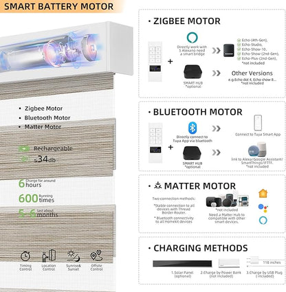 ACMEART Motorized Zebra Blinds,Smart APP & Remote Control 95% Blackout Shades,Compatible with Alexa,Custom Size Electric Window Blinds for Bedroom/Home/Office (Classical Sandstone)