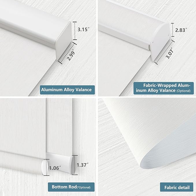 Bringnox Motorized Blinds with Remote,100% Blackout Smart Roller Blinds Compatible with Apple Homekit Google Home and Alexa Via HUB,and Customized (Safari White-03)