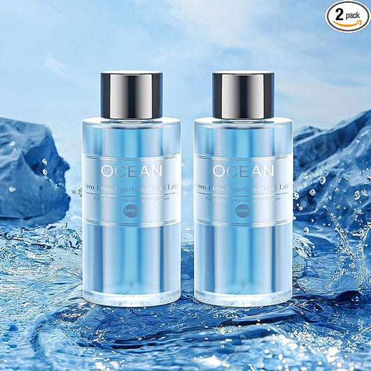Amor Lyris 2 Packs Essential Oil Refill for Smart Car Air Freshener, 3.5OZ Car Diffuser Refill, Aromatherapy Perfume Refill Can be Used for 4-8 Months, Made with Natural Plant Extracts, Ocean