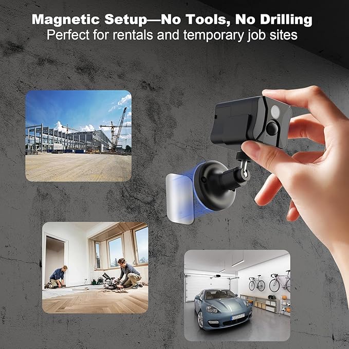 4G LTE Cellular Security Camera Indoor, Off Grid Security Camera No WiFi with Long Standby Battery Life, Night Vision, Human Detect, Portable Magnetic SIM Card Cam for Garage, Vacant House, RV, Home