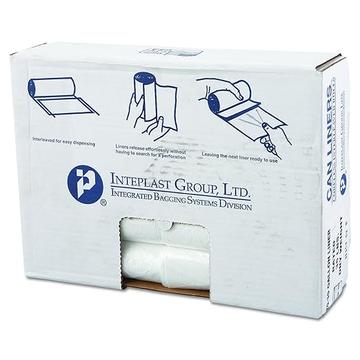 Inteplast Group VALH3037N10 20-30 Gallon Capacity, 36" Length x 30" Width x 9 Mic Thickness, Natural Color, HDPE Commercial Coreless Valu-Plus Institutional Trash Can Liner (Case of 20 Roll, 25 Bags