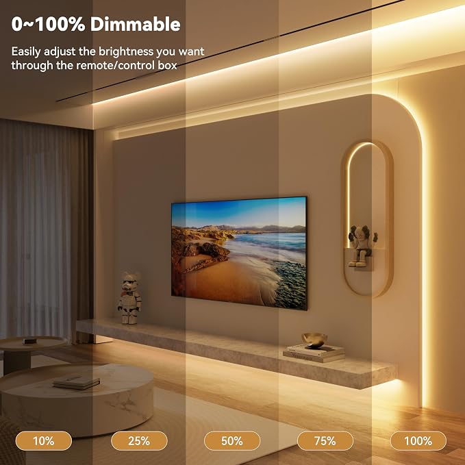 PAUTIX COB LED Strip Lights Addressable 2700K-6500K Chasing White Light CCT Smart IC Tunable Tape Lights 32.8ft Super Bright Dimmable,Alexa Voice Control,for Under Cabinet Bedroom Kitchen DIY Lighting