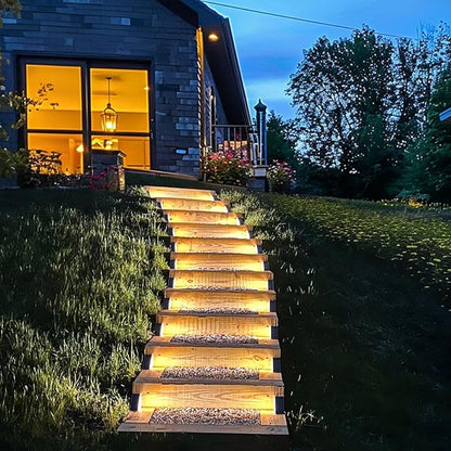 JOFIOS Solar Step Lights for Outside,4pack Solar Stair Lights Outdoor Waterproof IP67,Outdoor Deck Step Lights,Solar Outdoor Lights for Staircase,Patio,Front Step(Warm Brown)