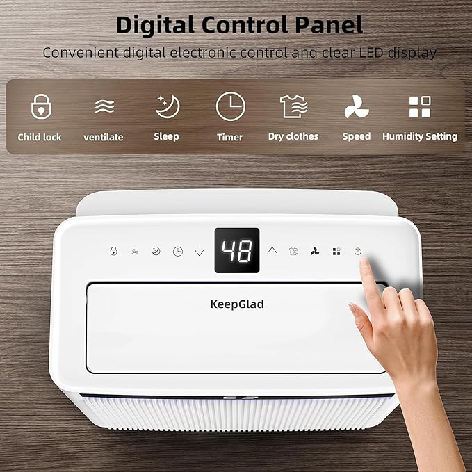 KeepGlad 4,500 Sq.Ft 2025 Energy Star Max 80 Pint/Day Dehumidifier for Basement, Bathroom, Home, Bedroom, Smart Compressor Dehumidifier with Intelligent Humidistat, Drain Hose