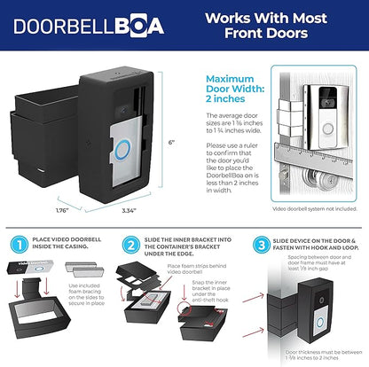 Anti-Theft Video Doorbell Door Mount, No Tools or Installation, Mounts Securely in Seconds, Compatible with Ring & Other Video Doorbells (Black)