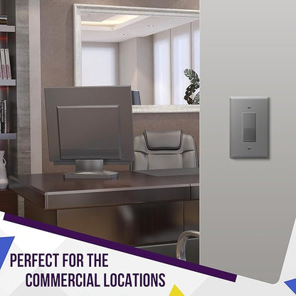 ENERLITES Decorator Light Switch or Receptacle Outlet Wall Plate, Gloss Finish, Oversized 1-Gang 5.5" x 3.5", Unbreakable Polycarbonate Thermoplastic, UL Listed, 8831O-GY, Gray