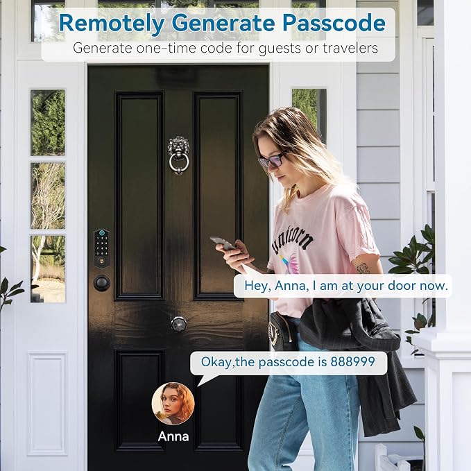 Fingerprint Smart Door Locks for Front Door with Handle Set, App Control, Keyless Entry Door Lock Keypad Deadbolt, Bluetooth Digital Electronic Touchscreen, Easy Install, Auto Lock, Aged Bronze