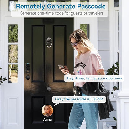 Fingerprint Smart Door Locks for Front Door with Handle Set, App Control, Keyless Entry Door Lock Keypad Deadbolt, Bluetooth Digital Electronic Touchscreen, Easy Install, Auto Lock, Aged Bronze
