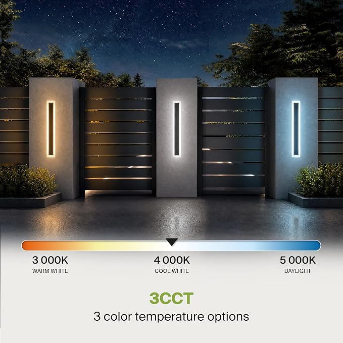 ASD LED 36" Long Wall Mount Light Fixture, Outdoor & Indoor Linear Sconce | 3CCT, Dimmable, Waterproof, Anti-Rust, ETL Listed | 30W 2350LM 3000-5000K 100-277V | Exterior Porch Lighting | Black
