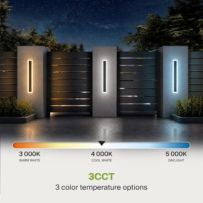 ASD LED 36" Long Wall Mount Light Fixture, Outdoor & Indoor Linear Sconce | 3CCT, Dimmable, Waterproof, Anti-Rust, ETL Listed | 30W 2350LM 3000-5000K 100-277V | Exterior Porch Lighting | Black
