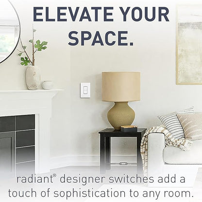 Legrand radiant RCD33WCC6 15 Amp Combination 2-in-1 Decorator Rocker Light Switch, Two 3-Way Switches, White (1 Count)