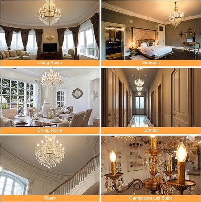comzler 10 Pack B11 Dimmable Candelabra LED Bulbs, E12 Small Base 40W Equivalent 3000K Soft White Chandelier Light Bulbs, 120V Type B, 400 LM Glass Shape Candle Light Bulbs