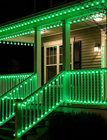 25 Pack Green G40 LED Bulbs, Commercial Grade E12 Base Replacement Bulbs for Outdoor Patio String Lights - 0.6W LED Globe Light Bulb (5W Equiv), Shatterproof Plastic for Holiday & Events (120V)
