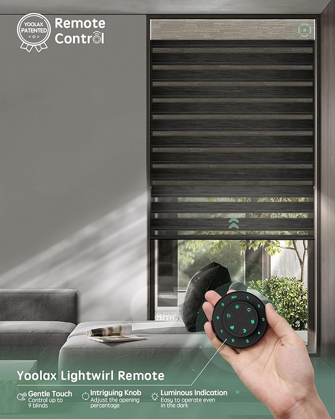 Yoolax Smart Dual Roller Shades, Motorized Blinds with Remote Smart Zebra Shades Compatible with Alexa, Blackout & Light Filtering Automatic Blinds for Windows (Zebra Customize)