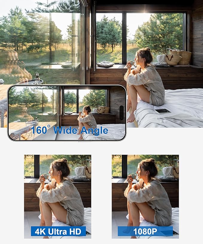 2026 Upgraded 4K WiFi Nanny Cam Hidden Camera with Night Vision,Wireless Outlet Charger Spy Camera,Motion Detection|SD Storage Indoor Camera for Pet|Home|Office-Gray