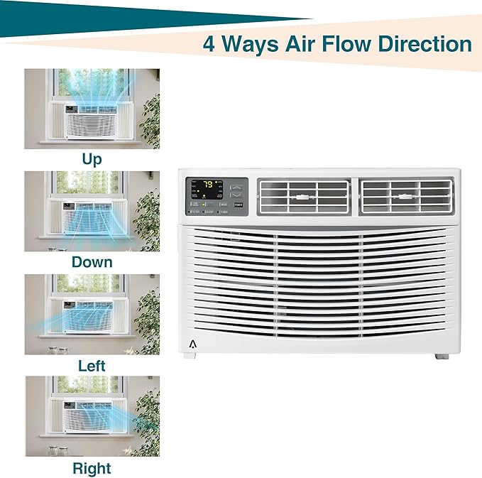8000 BTU Window Air Conditioner with WiFi & App Control, Smart Window Mount AC Unit with Remote, Cools up to 350 Sq. Ft., 3-in-1 Cooling, Fan & Dehumidifier, Sleep Mode, 24H Timer, White