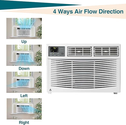 8000 BTU Window Air Conditioner with WiFi & App Control, Smart Window Mount AC Unit with Remote, Cools up to 350 Sq. Ft., 3-in-1 Cooling, Fan & Dehumidifier, Sleep Mode, 24H Timer, White