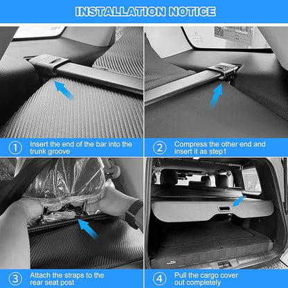 AUXKO Retractable Cargo Cover for Toyota Land Cruiser Prado J250 LC250 2026 2025 2024 Lexus GX550, Trunk Cover Security Cover Shielding Shade Anti-Peeping Privacy Screen, Carbon Fiber